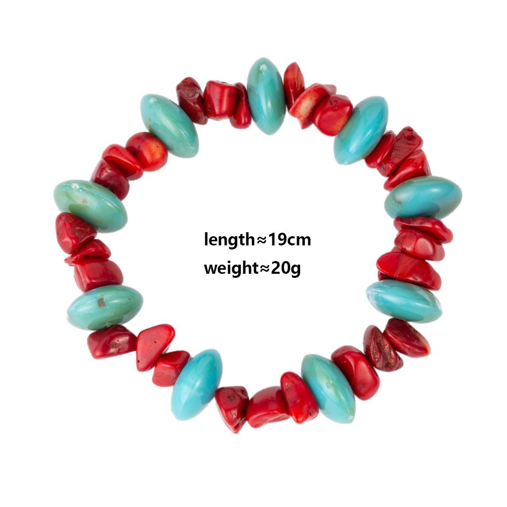 Colorful Retro Gravel Stone Jewelry: Beaded Necklace & Bracelet Set