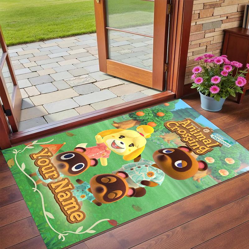 Crystal Velvet Rug Custom Name Text, Soft Non Slip Floor Mat Home DecorAnimal Crossing