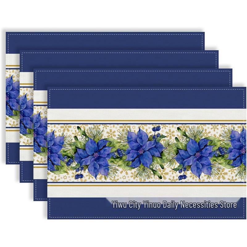 Christmas Snowman & Snowflake Plaid Insulated Placemat - Festive Table Decoration