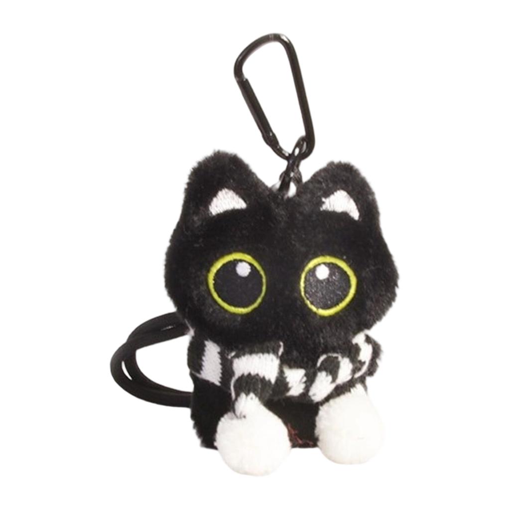 Stylish Adorable Black Cats Bag Charm Plush Doll Portable Accessory for Handbag Decoration and Special Occasions