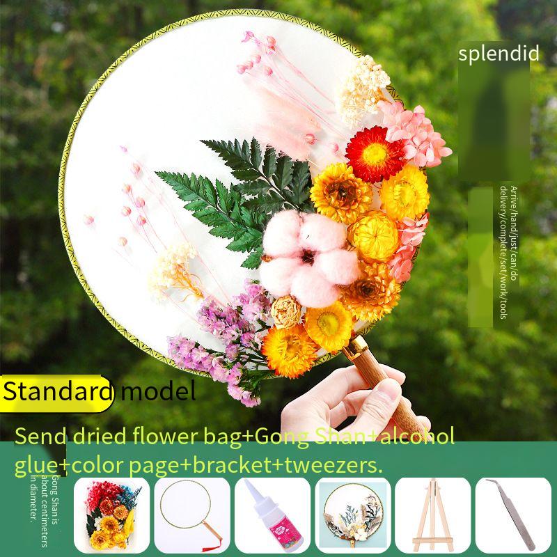 DIY Preserved Fresh Flower Hand Fans Creative Party Gift Home Decoration Fashion Decorative Chinese Japanese Fan Versatile New