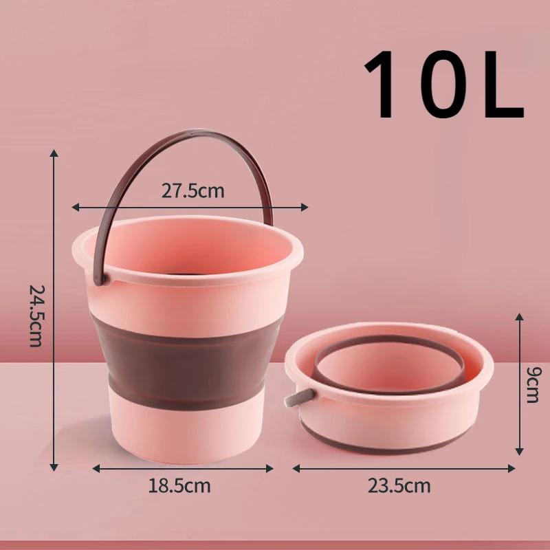 Folding Easy Hold Bucket with Protector Car Wash Fishing Bath Area Tool Silicone Bucket Outdoor Camping Home Supplies 5L10L