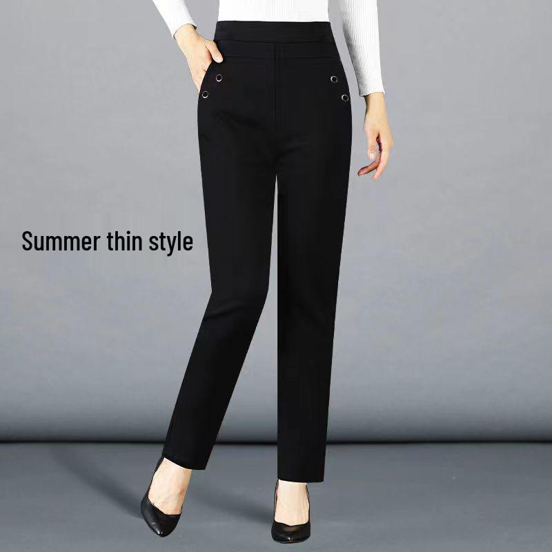 

High-Waisted Women s Elastic Beaded Straight-Leg Pants, Thin Fit - Spring/Summer 2025 Collection XL (Recommended 80-100 Jin)