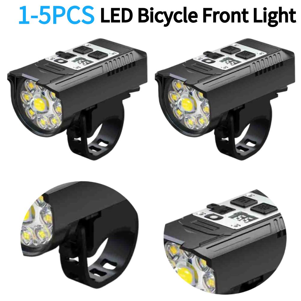 1-5PCS LED Bicycle Front Light High Brightness Bike Flashlight Dual Light Source Bicycle Head Light Bike Lamp for Night Riding