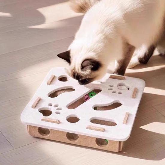 Cat Scratch Maze Toy Interactive Felt Maze Nail File Self-Play Maze Box with 3