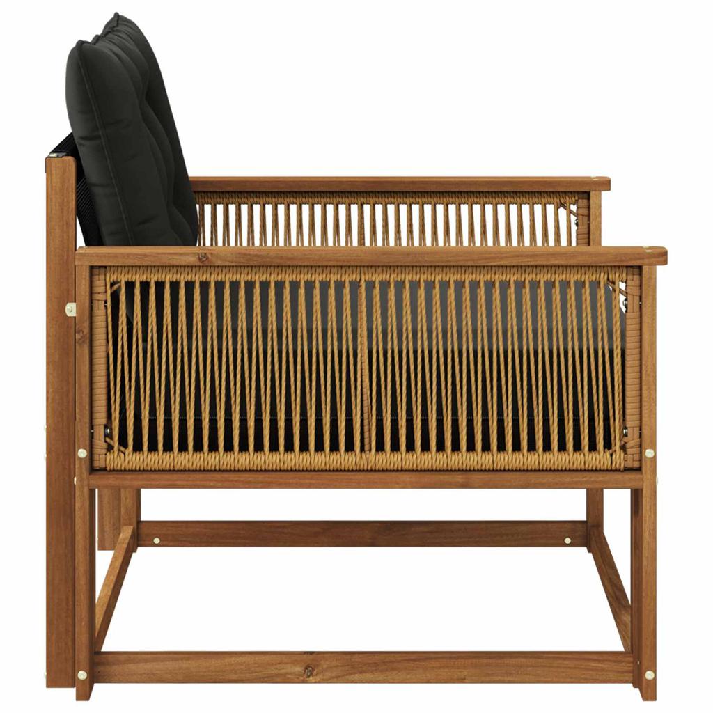 Outdoor Middle Sofa Solid Acacia Wood and Textilene Natural