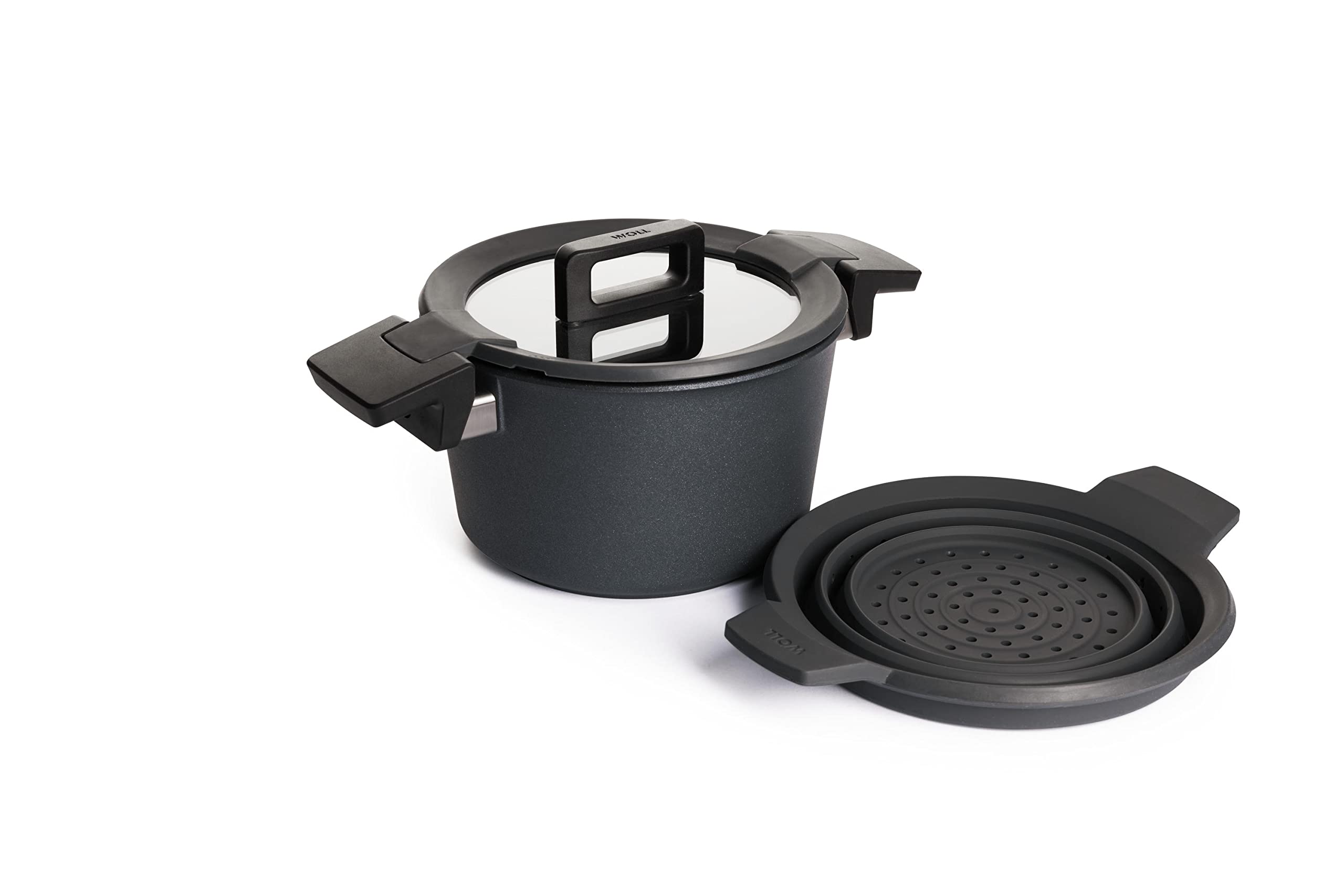 

WOLL pot Diamond concept pot silicone IH compatible Japanese Gray Two-handed 20cm/3.0L (with insert) 120-1CPI [Authorized product] сірий колір