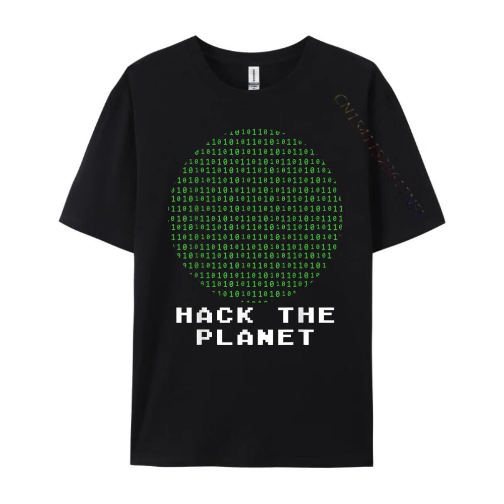 Hack The Planet Binary Code Computer Hacking Coding Hacker Graphic Shirts Men Youth Clothes Gothic Style