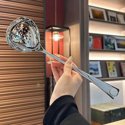 Stainless Steel Spoon Long Handle Soup Spoons For  Pot Scoops Colander Home Kitchen Tableware Cooking Essential Tools