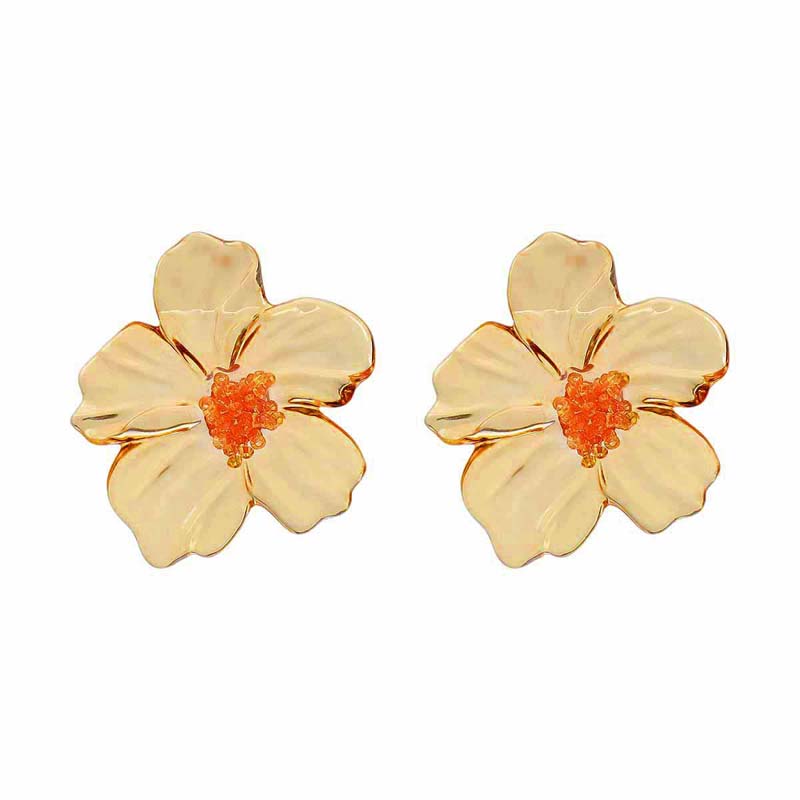 2026 New Trendy Colorful Resin Flower Stud Earrings for Women Exaggerated Large Petal Temperament Earrings Jewelry Accessories