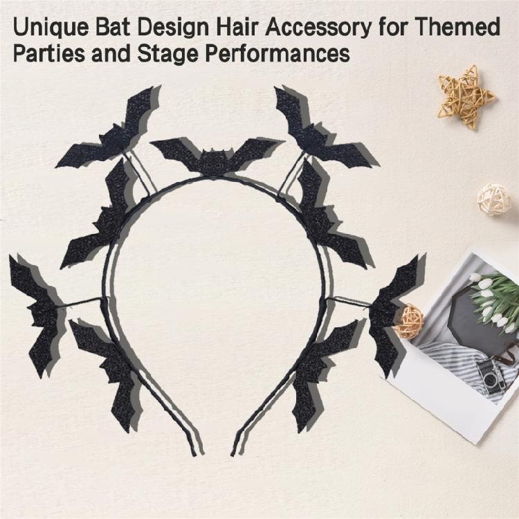 Essential Black Bat Hair Band Hairpieces for Halloween Costumes and Stage Performances Gothic Hair Accessories