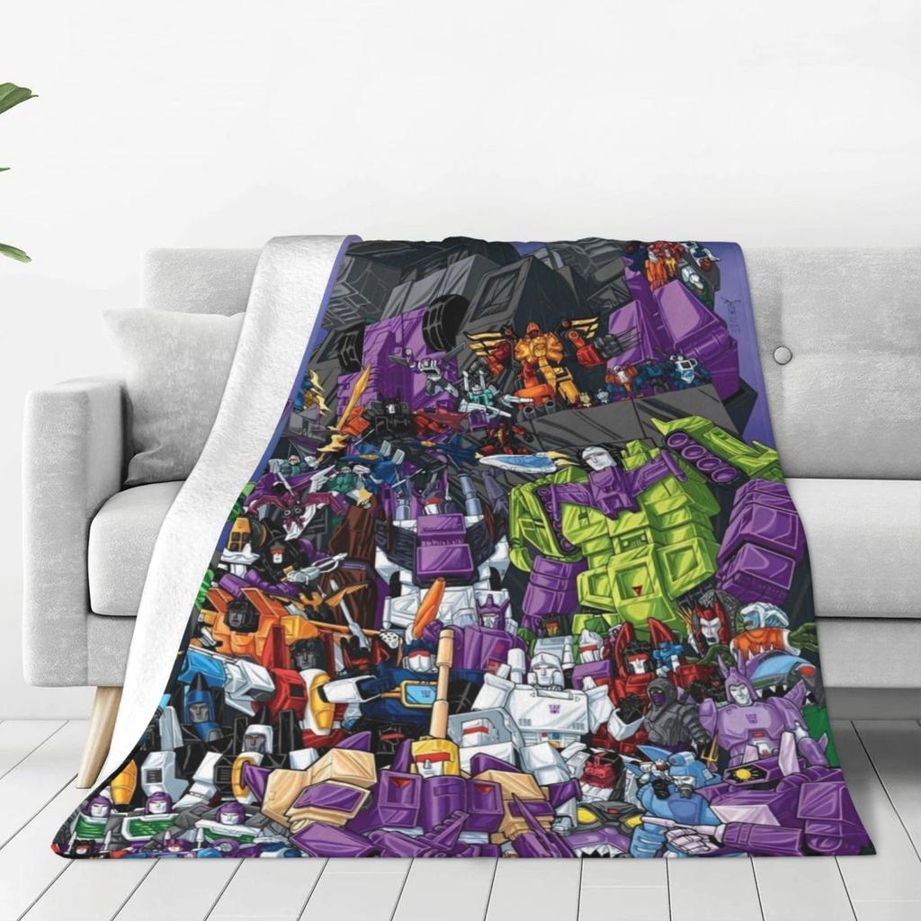 Cartoon Transformers Autobots Knitted Blanket Flannel Robot Car Anime Movie Lightweight Thin Throw Blanket Bedroom Sofa Bed Rug
