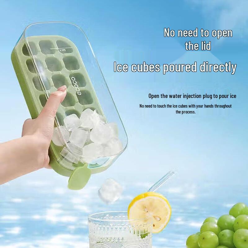 ecoco Quantitative Press-Type Ice Cube Tray with Lid