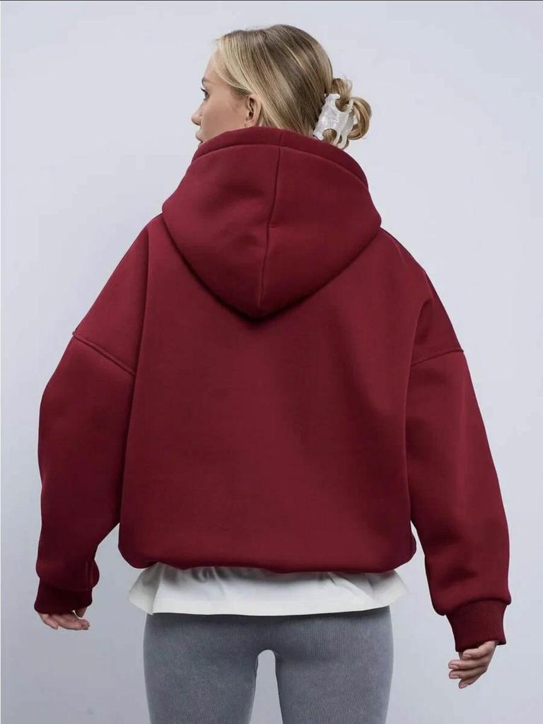 Women's Trendy American Fleece Letter Hoodie - Stylish Autumn/Winter Couple's Top