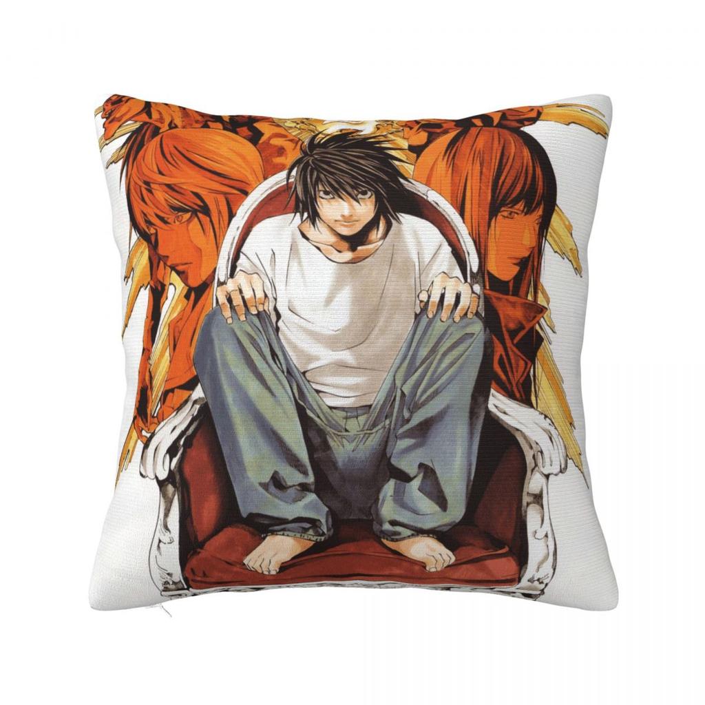 L Lawliet Death Note Kuddfodral Anime Japan Manga Kuddfodral Anpassningsbar Dragkedja Dekor Kuddfodral för Hemmet 45x45cm