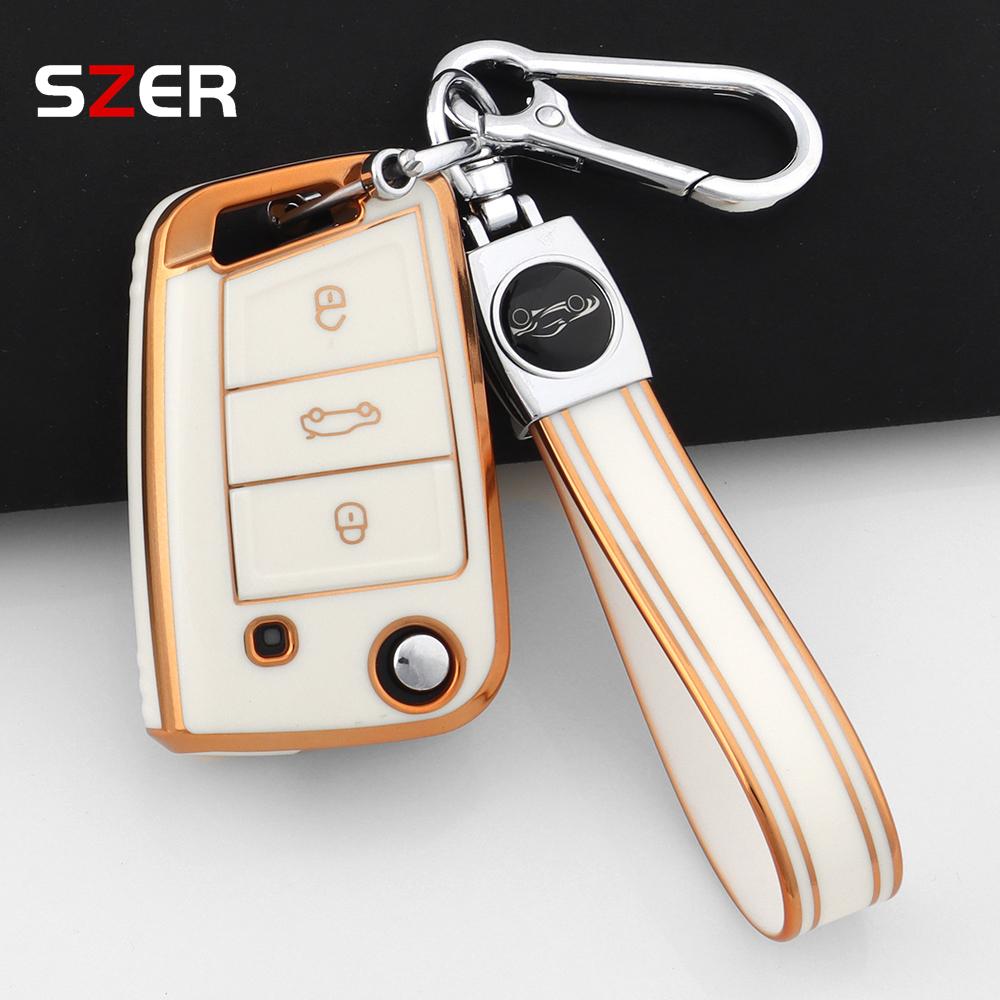 Tpu Red Car Key Case Cover Holder Keychain For Vw Volkswagen Golf 7 Mk7 Tiguan Mk2 For Seat Ateca Leon Fr 2 Ibiza Skoda Octavia