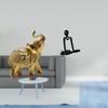 Elephant Thinker Statue Resin Art Crafts Animal Sculpture Decorative Figurine for Shelf Bedroom Desk