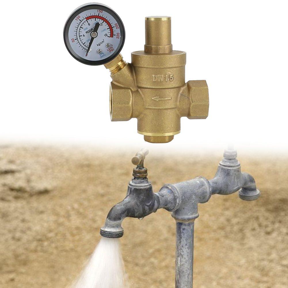 Verstellbares Messingventil mit Manometer zur Regelung des Wasserdrucks in 1/2 Zoll DN15 Sanitär- und Bewässerungssystemen