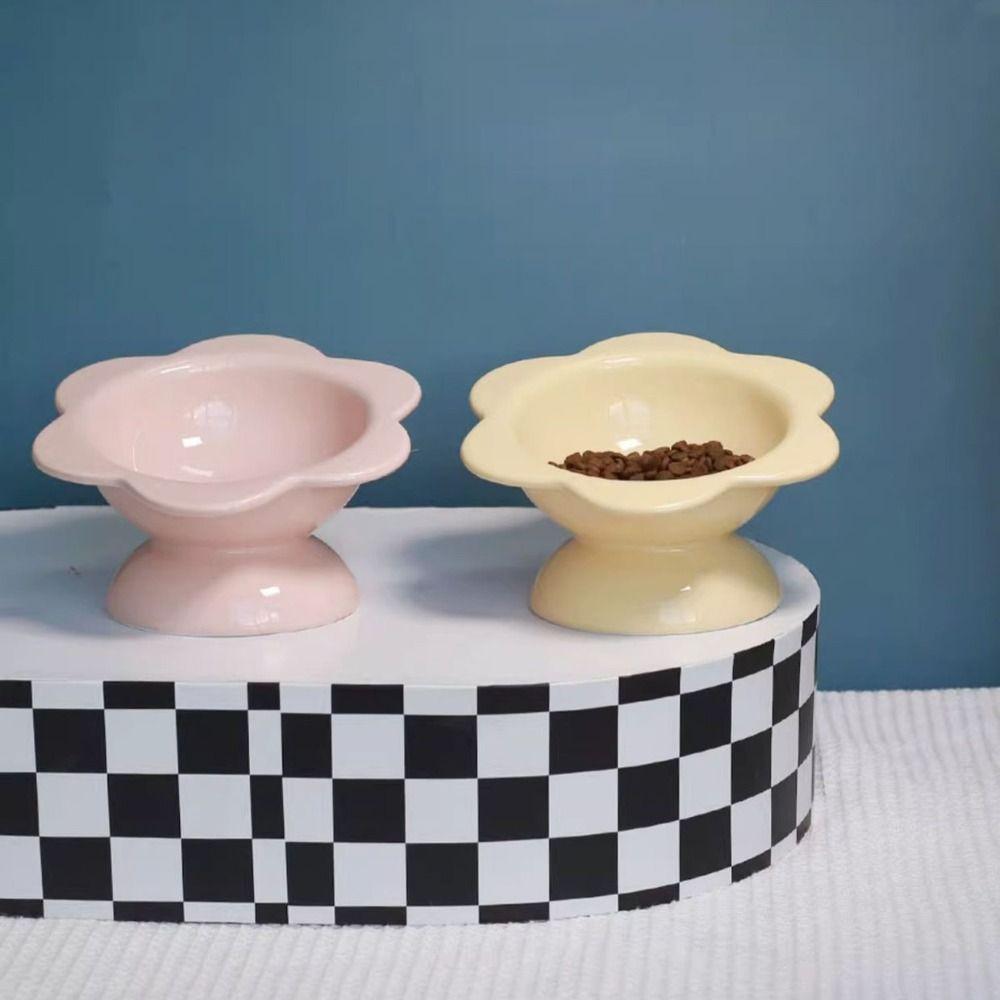 Creative Pet High Foot Bowl Ceramic Pet Drinking Feeder Anti Knock Cat Bowl  Neck Protection