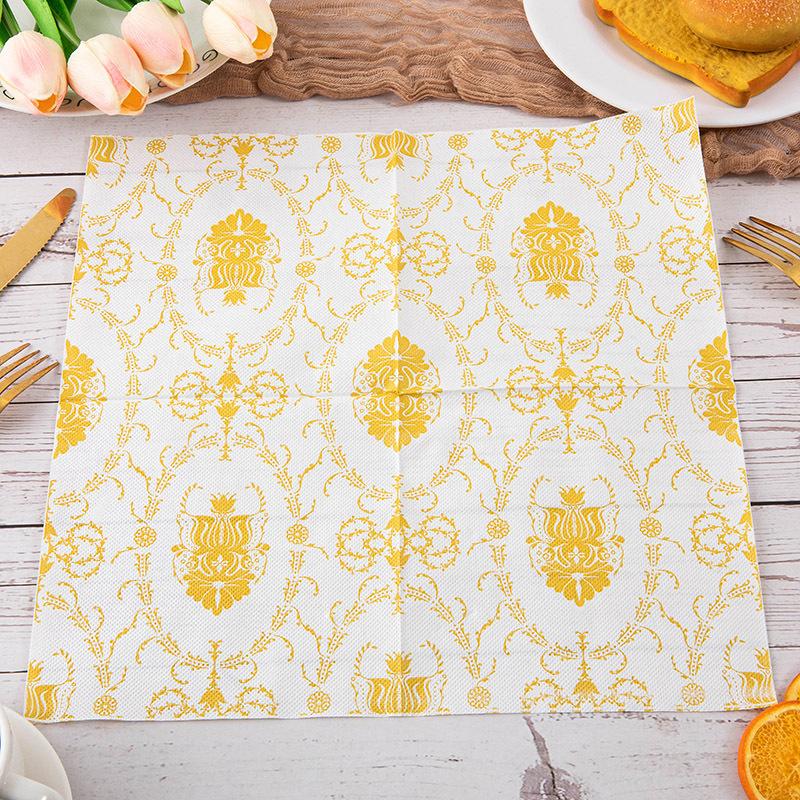 European Printing Rectangular Napkins,Disposable Party Restaurant Decoration Paper Napkin ,20pcs 33*33cm Bart Paper Craft