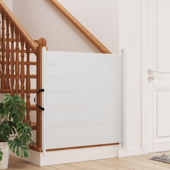 Porte rétractable pour animaux de compagnie blanc 117,5x125 cm