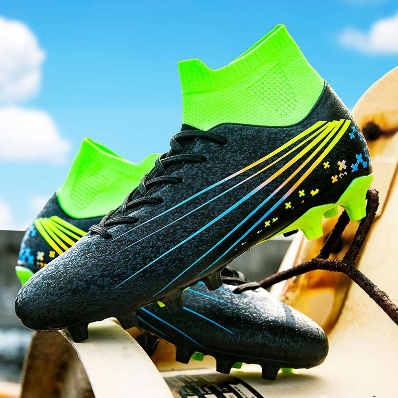 35-47 Men's High-top Socks Large Sizes of Long Nails Football Shoes Non-slip Wear-resistant TPR Artificial Corthiri Outdoor Children's Football Shoes