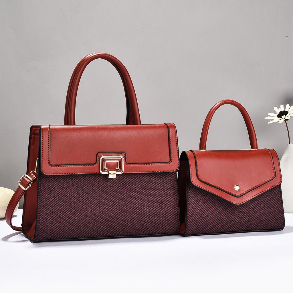Womens Handbag Set Pu Lock Closure With Inner Pockets For Daily Use