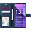 Coque pour Xiaomi Redmi Note 13 Pro+ 5G - E.F.Connection - Etui Folio Cuir PU - Bleu Marine - 2 Verres Trempés