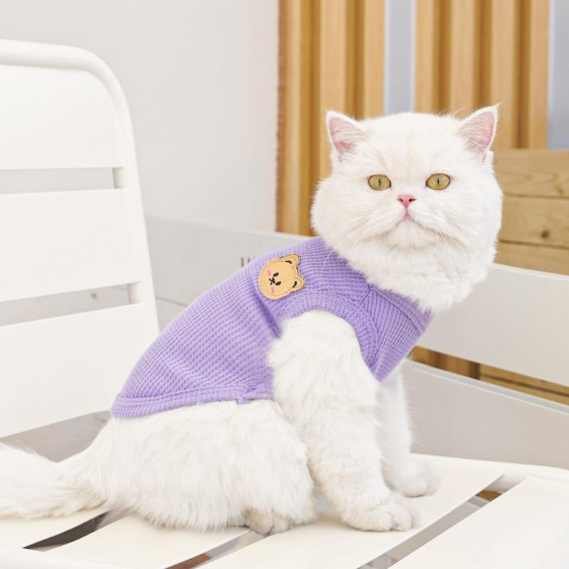 Summer New Pet Clothing Waffle Bear Vest Small and Medium Dog Clothes