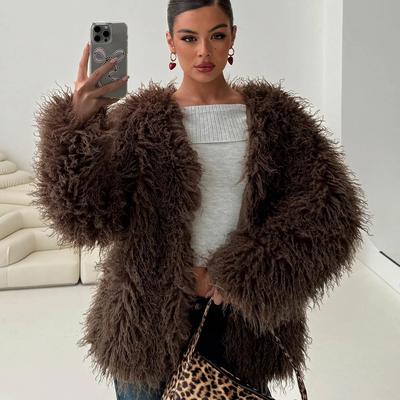 Herbst Winter Flauschiger Pelzmantel Pelzige Strickjacke Streetwear Design Kunstpelzjacke Damenbekleidung Warme Langarm Chic Oberbekleidung