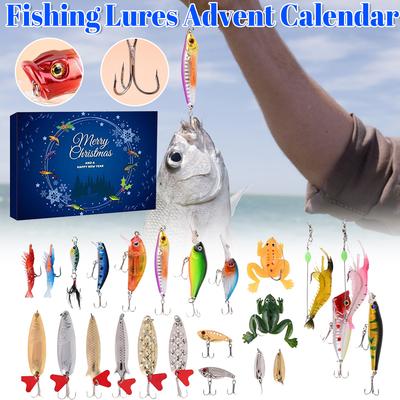 2025 Christmas Fishing Baits Advent Calendar Fishing Tackle Set 24 Days Christmas Countdown Calendar Fishing Lures Box Gifts