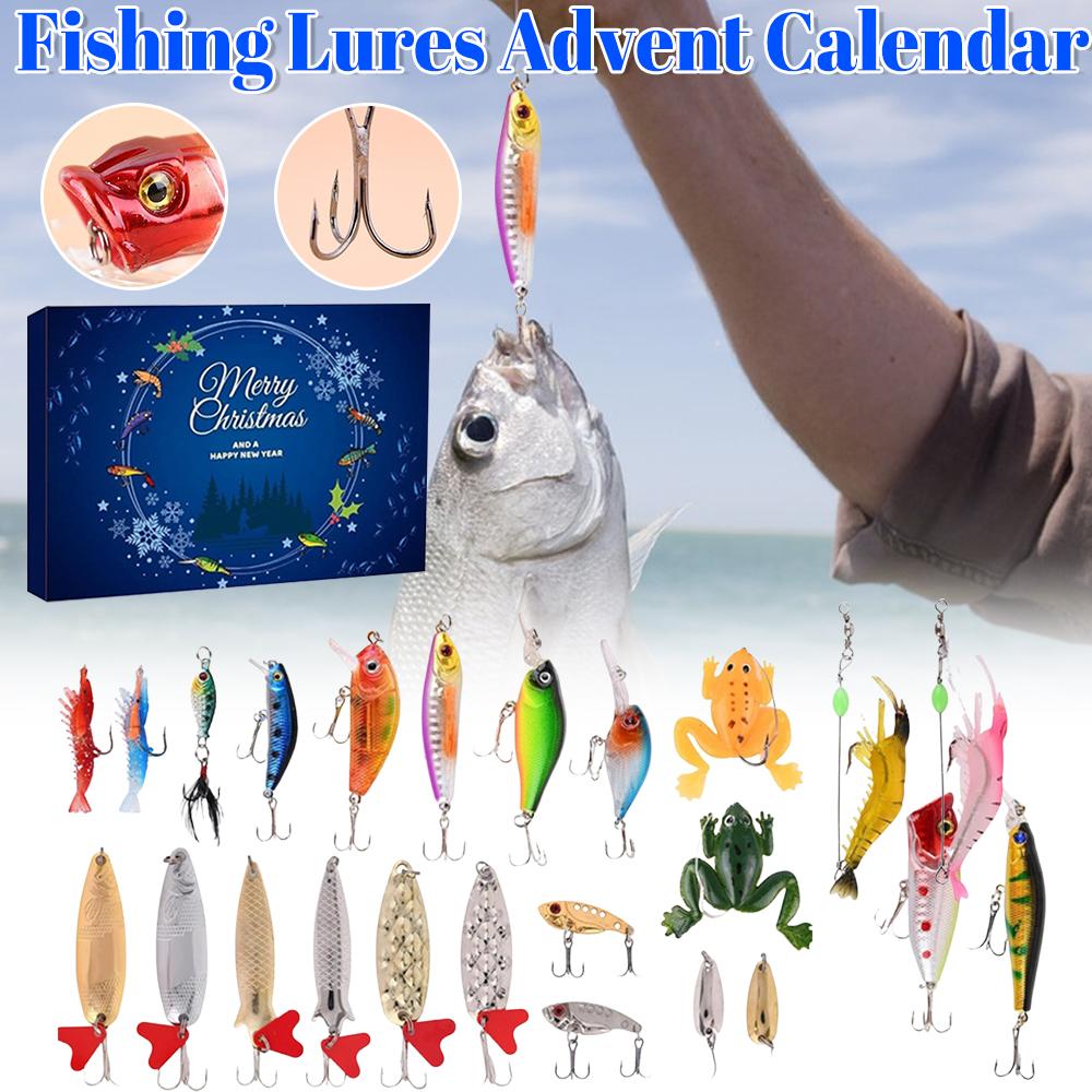 2025 Christmas Fishing Baits Advent Calendar Fishing Tackle Set 24 Days Christmas Countdown Calendar Fishing Lures Box Gifts