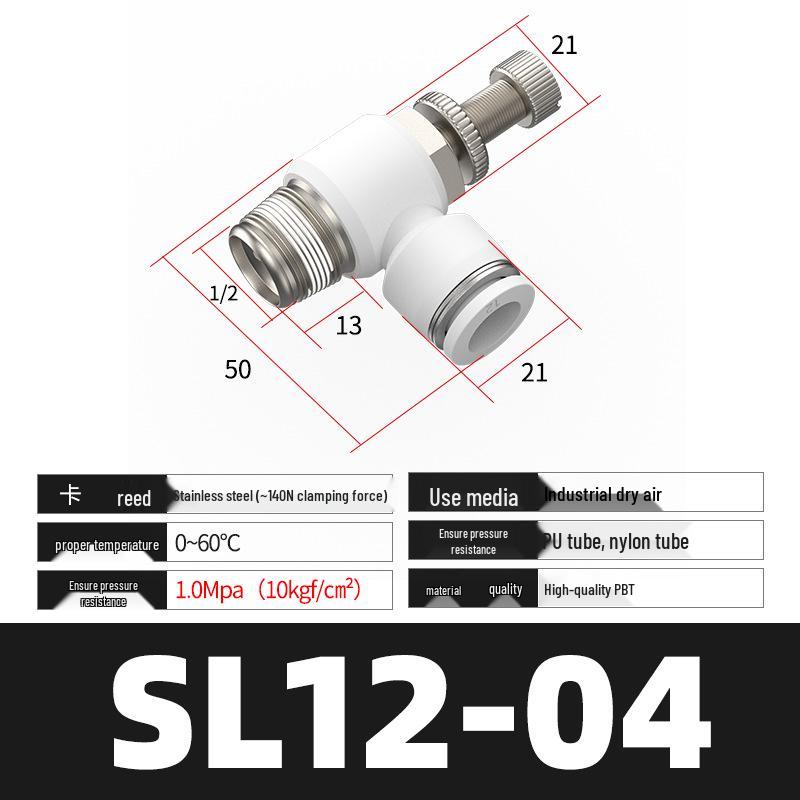 Pneumatyczny regulowany zawór dławiący serii SL (4/6/8/10/12) dla złącza rurki pneumatycznej i cylindra