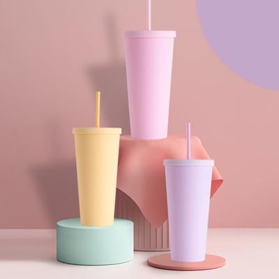 720ML Coffee Tumbler with Lid and Straw Double Wall Vacuum Travel Coffee Mug Wide Mouth Leakproof Reusable Water Cup