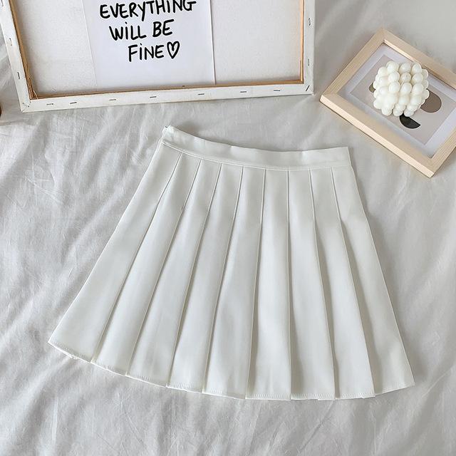 European and American summer high waisted A-line pleated short skirt for women