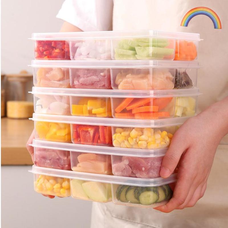 

Прозрачный контейнер для хранения с 6 отделениями, контейнер большой вместимости для холодильника, отсек для замороженного мяса, кухонный инструмент для еды 1pcs