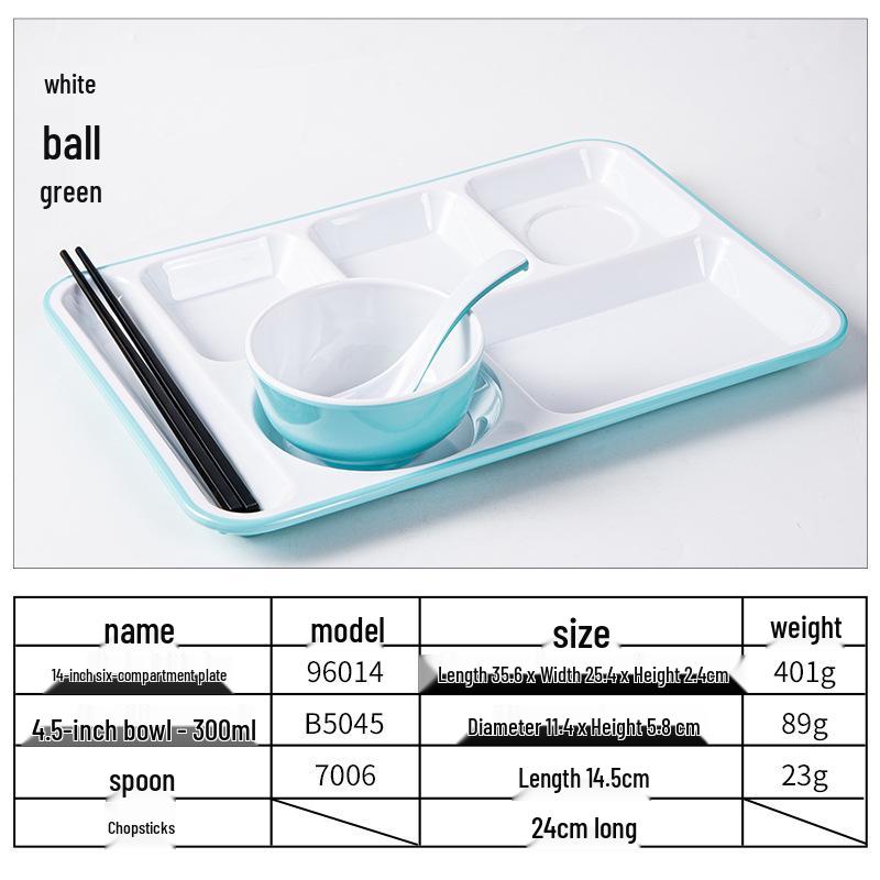 Melamine Divided Meal Tray: Food-Grade 4/6 Grid for Fast Food & Buffets