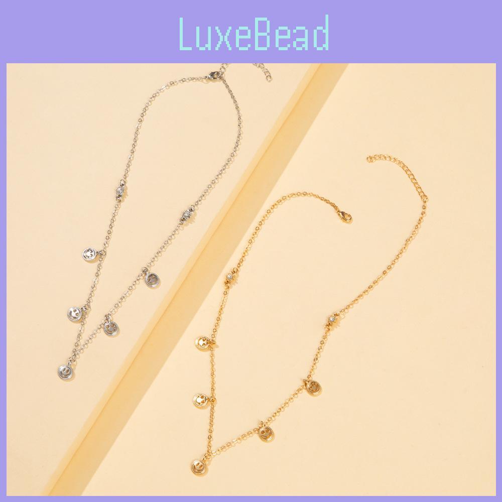 Trendy Geometric Alloy Smiley Face Pendant Necklace In Elegant Gold And Silver Tones