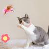 Cat Feather Collar Toys Adjustable Flexible Funny Interactive Cat Feather Wand Collar with Bell for Cat Indoor Play Pink