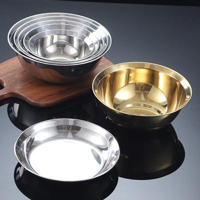 Assiette Creuse Dorée Rétro Vieillie - Style Industriel, Anti-Débordement, Logo Personnalisé, Bassine en Acier Inoxydable 304