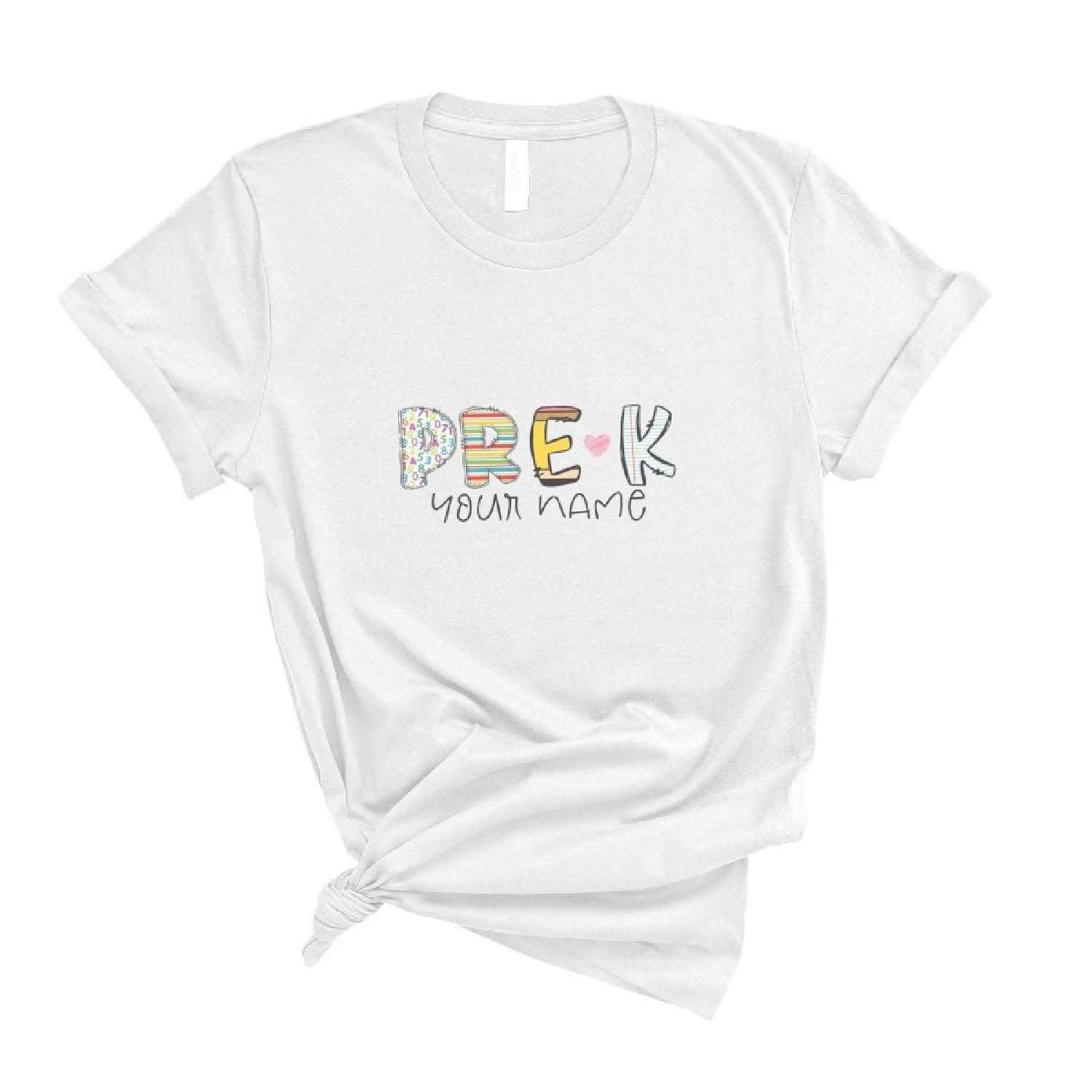 Retro Pre-K Teacher Shirt, Custom Pre-K Shirt for Teacher, Custom Teacher Name Tee, Personalized Teacher Tshirt, Pre K T-shirt, Team Shirts XXXXXL белый
