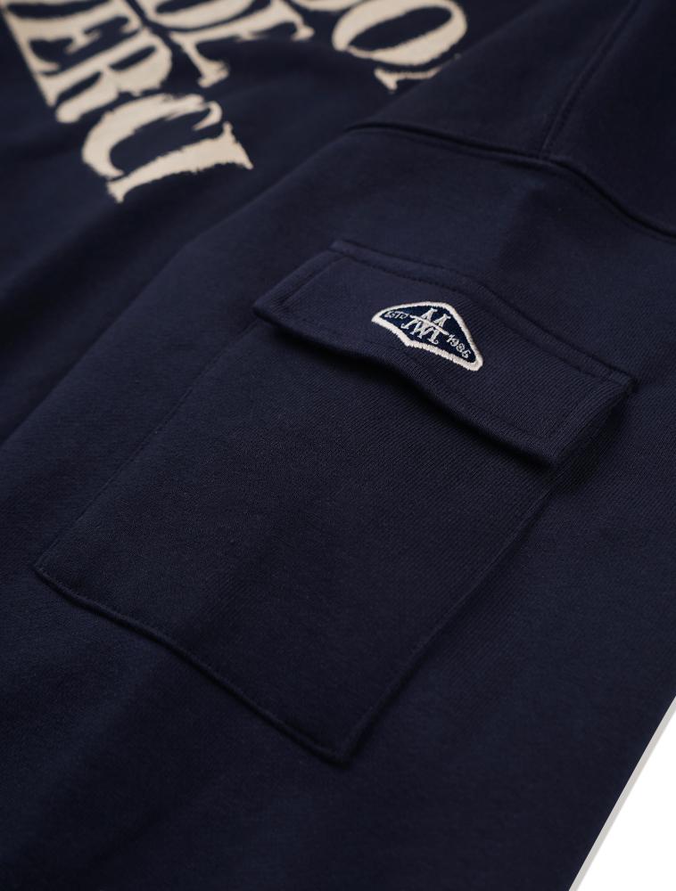LA MAISON STUDIO Unisex Cargo Pocket Displace Logo Sweatshirt Navy (Fce1Ts101M)