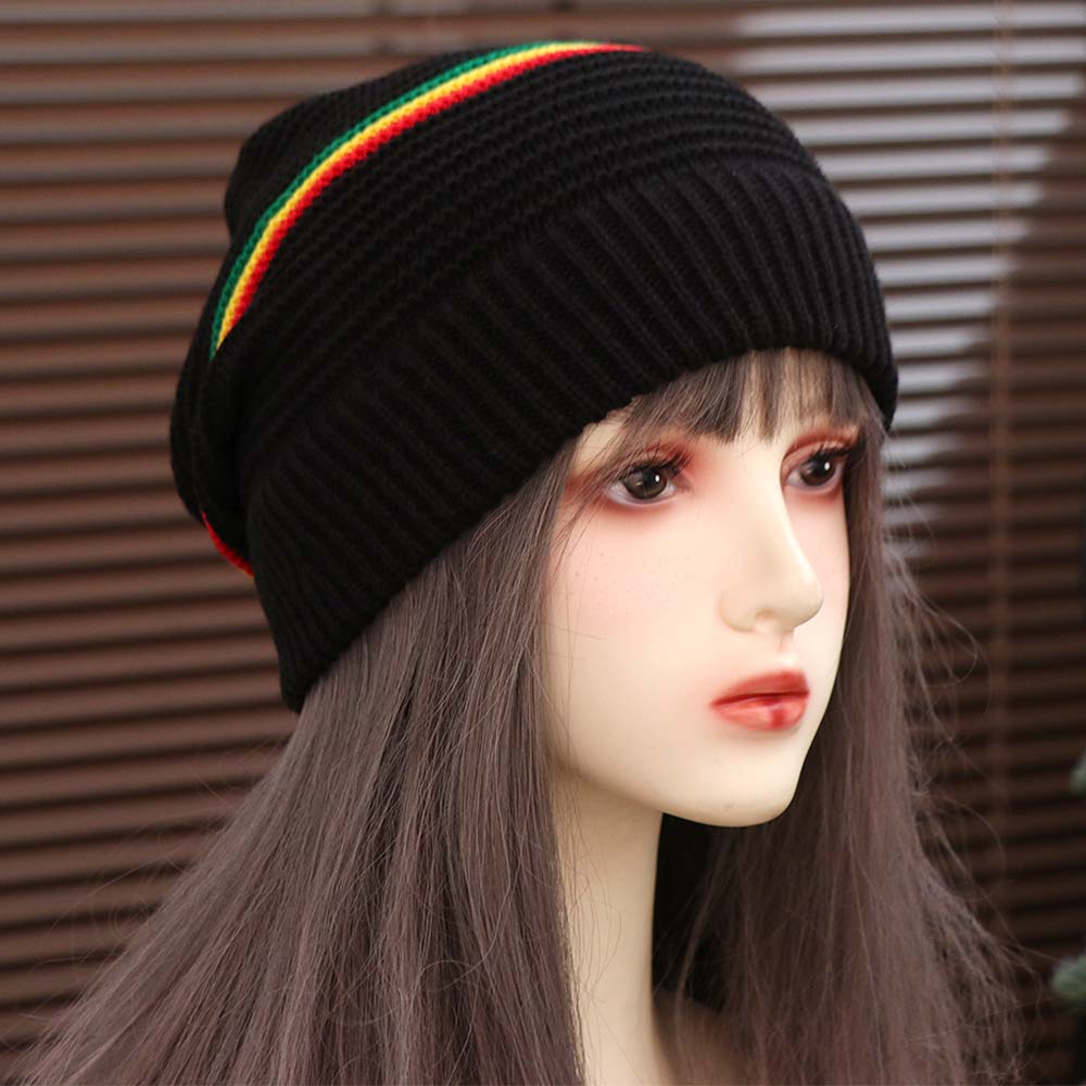 Striped Color Jamaica Knitted Hat Beanies Pullover Skull Caps Weaving Reggae Hat Winter Autumn