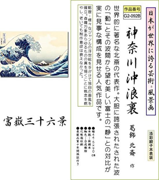 Hanging scroll The Great Wave off Kanagawa Views of Mount Katsushika Hokusai Modern Mounting - (Thirty-six Fuji) / [Horizontal Stripes] G2-092B
