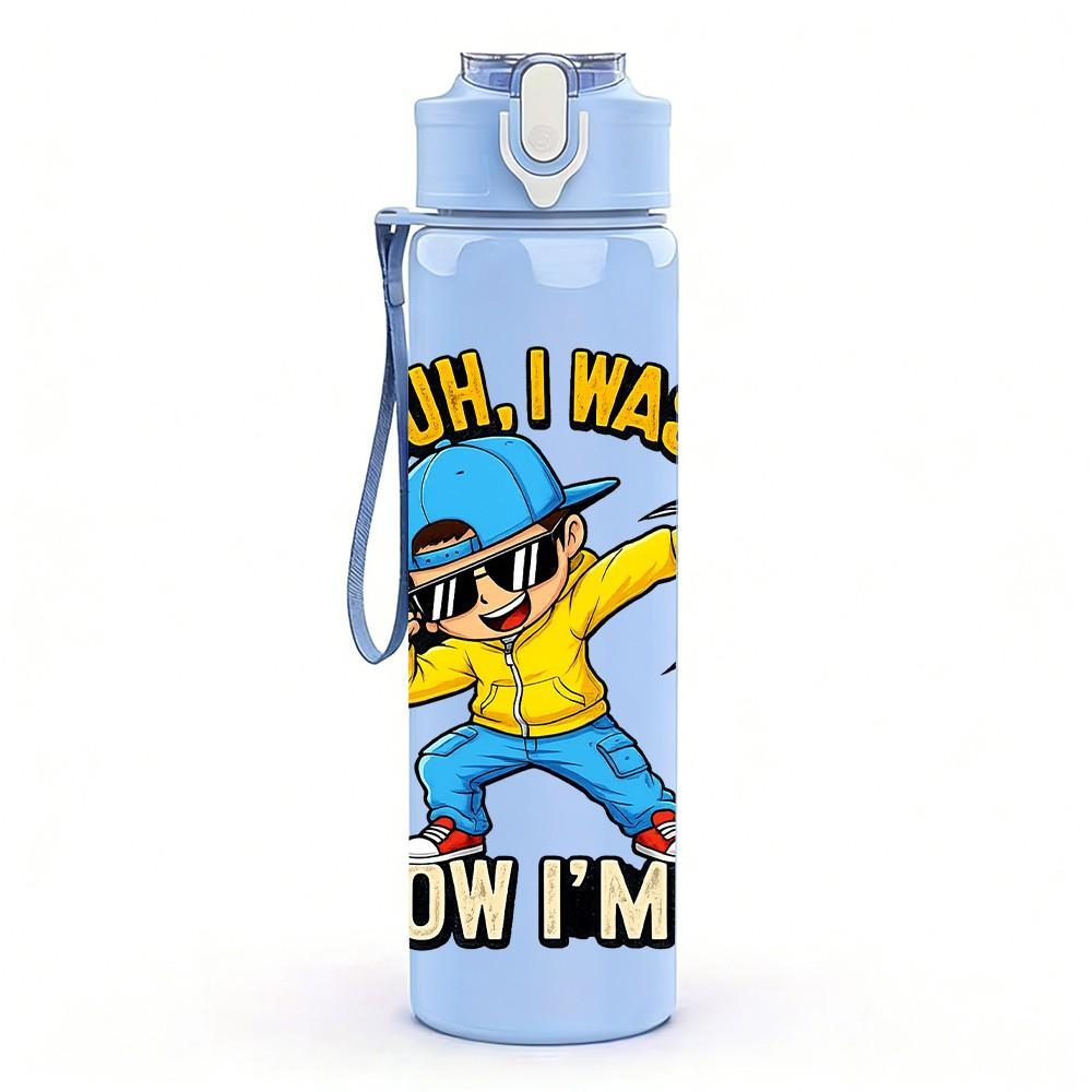 1PC Bruh I Just Now Im 8 Boy Cartoon Print 750ml Color Plastic Sports Water Bottle Leakproof Flip Straw Lid Suitable for Sports Office Home Use