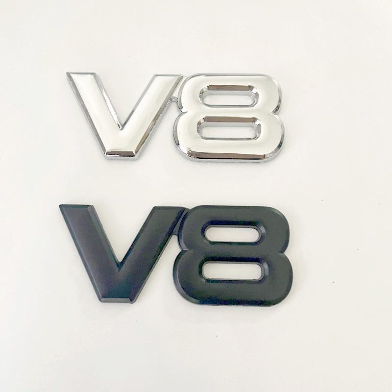 3D Metal V8 Logo Auto Engine Displacement Rear Trunk Emblem Side Fender Wing Car Sticker Badge Decal For Toyota Volkswagen