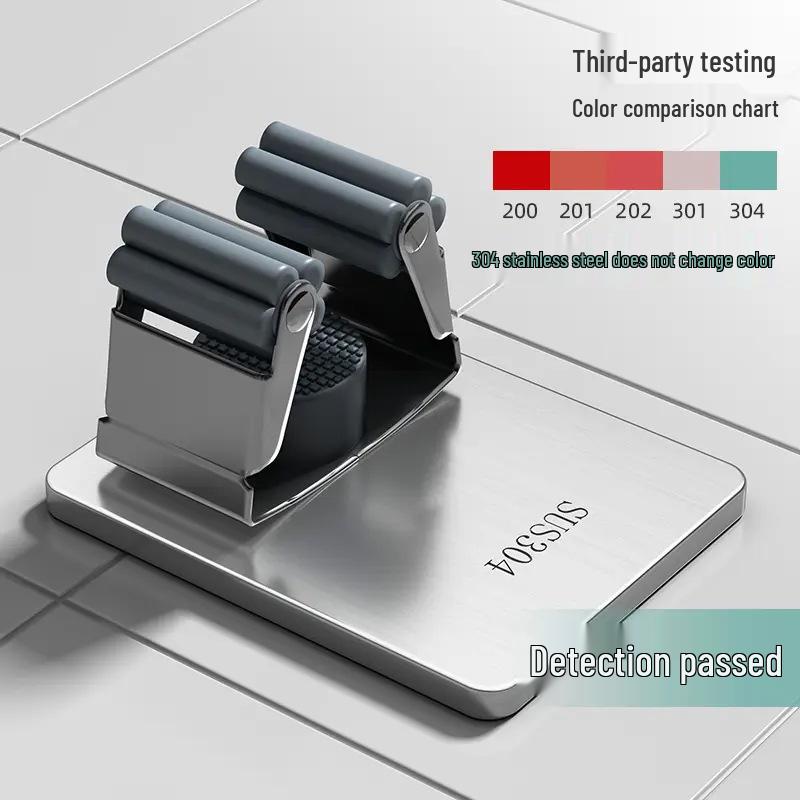 Stansfri väggmonterad mopphållarklämma, Stark förvaringsorganisatör för badrum och kök