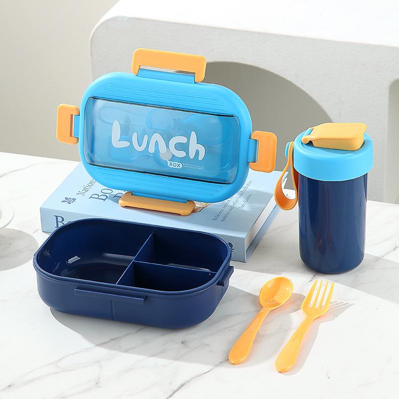 304 Stainless Steel Bento Box with Water Cup & Cutlery Set for Students & Office Workers