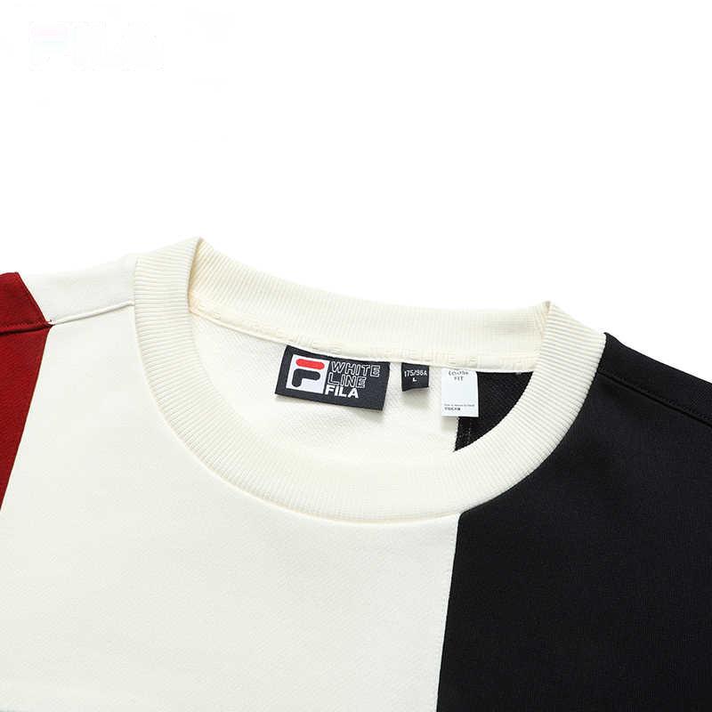 FILA Logo American Style Embroidered Color Block Sports Crewneck Sweatshirt Men sweatshirt Light-Green F11M149222FIV