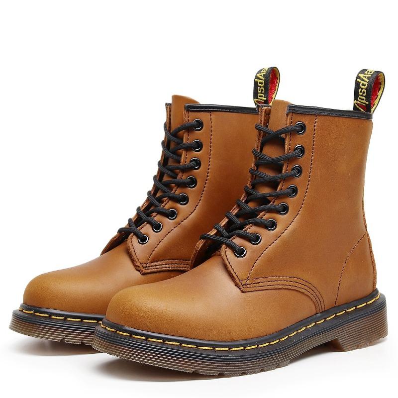 High-top locomotive boots women's classic retro short boots men's and women's leather boots round head trend